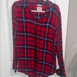American Eagle Outfitters Red and Blue Plaid Shirt Ahh-Mazingly Soft
